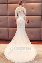 Trumpet/Mermaid Off-the-shoulder 1/2 Sleeves Beading Bridal Wedding Dresses