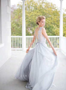 Illusion A-line/Princess Illusion Bodice Sleeveless Wedding Dresses