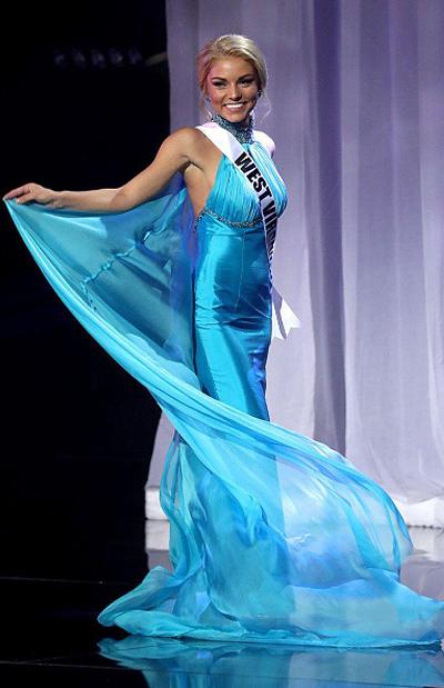 Blue Virginia Cassy Trickett Chiffon Long Backless Celebrity Pageant Dresses Miss Teen USA 2016