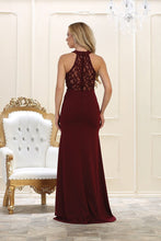 Sheath/Column Sleeveless Halter Beading Burgundy Long Prom Dresses