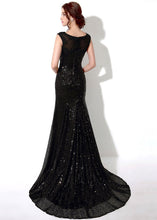 Black Outstanding Sleeveless Bateau Sequined Evening Dresses