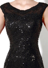 Black Outstanding Sleeveless Bateau Sequined Evening Dresses