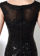 Black Outstanding Sleeveless Bateau Sequined Evening Dresses