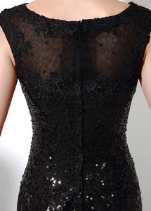 Black Outstanding Sleeveless Bateau Sequined Evening Dresses