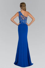 Royal Blue One-shoulder Sheath/Column Lace Applique Split Long Evening Dresses