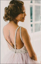 Princess A-Line Sleeveless Beading Open Back Bridal Dress
