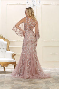 Trumpet/Mermaid Long Sleeves Beading Long Tulle Evening Dresses