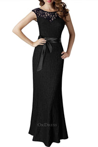Mermaid/Trumpet Lace Bateau Cap Sleeves Long Evening Gowns