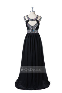 Black Beading A-Line Formal Dresses