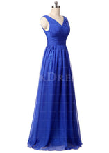Royal Blue Elaborate Floor-length A-Line Chiffon Zipper Prom Dresses