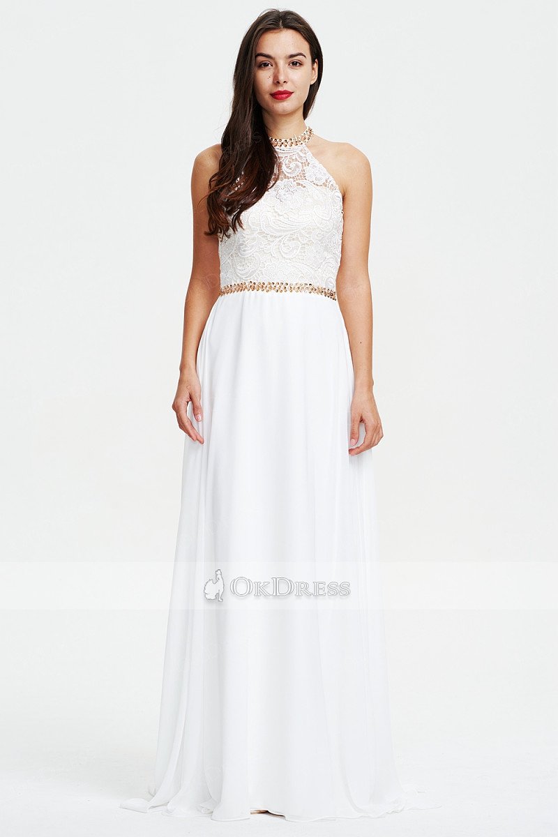 White halter prom shop dress