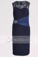 Dark Navy Sheath/Column Knee-length Mother of the Bride Dresses ( Jacket included)