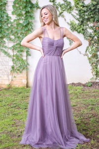 Chic Tulle Strapless Bridesmaid Dresses with Sheer Illusion Sleeves