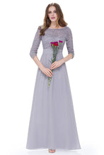 Copy of 3/4 sleeve A-line Chiffon Lace Long Prom Dresses