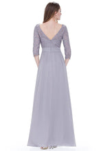 3/4 sleeve A-line Chiffon Lace Long Prom Dresses