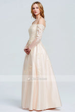 Off-the-Shoulder A-line/Princess Lace Tulle Prom Dresses with Long Sleeves
