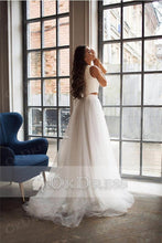 Ivory Sexy Two-Piece Lace Top Tulle Wedding Dresses