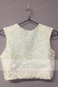 Ivory Sexy Two-Piece Lace Top Tulle Wedding Dresses