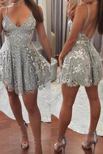 Sexy A-line Deep V-Neck Sequin Tulle Homecoming Dresses