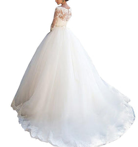 Ball Gown Lace Wedding Dresses with Sleeves
