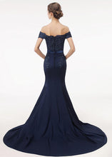 Off-the-shoulder Mermaid Evening Dress With Lace Appliques & Beadings