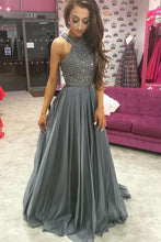 A-Line/Princess Chiffon Floor-Length Prom Dresses with Beading