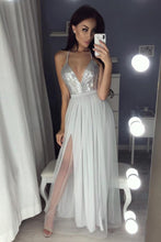 A-Line/Princess Tulle Sequined  Spaghetti Straps Prom Dresses