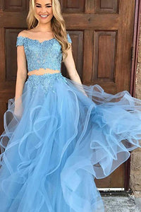 Off-the-Shoulder Tulle Floor-Length Prom Dresses