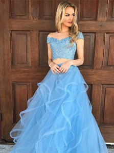 Off-the-Shoulder Tulle Floor-Length Prom Dresses