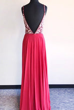 Spaghetti Straps Chiffon Beading Sleeveless Prom Dresses