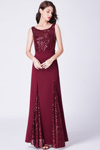 Elegant A-Line/Princess  Sequined Floor-Length Prom Dresses