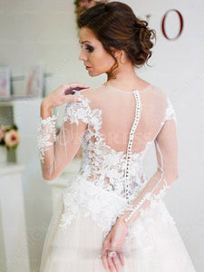 Ivory Fabulous Applique Cowl A-line/Princess Tulle Wedding Dresses