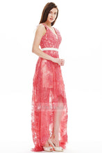 Glamour Spring V-neck High-low Lace Prom Dress Online Sale