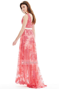 Glamour Spring V-neck High-low Lace Prom Dress Online Sale