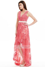 Glamour Spring V-neck High-low Lace Prom Dress Online Sale