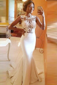 Ivory Courtlike Satin Appliqued Natural Trumpet/Mermaid Prom Dresses