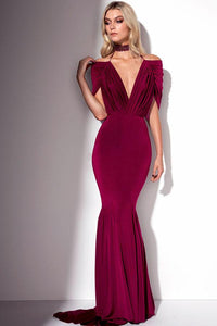 Cape-tyle Pleated Bodice Trumpet/Mermaid Long Evening Dresses