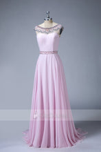 A Line Beading Long Bridesmaid Dresses