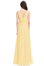 Yellow Sleeveless A-line/Princess Sleeveless V-neck Chiffon Long Bridesmaid Dress