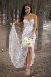 Elaborate Natural Lace Floor-length Zipper Ivory Wedding Dresses