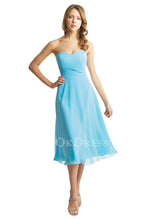 Lovey A-line Sweetheart Strapless Sash Tea-length Chiffon Bridesmaid Dresses