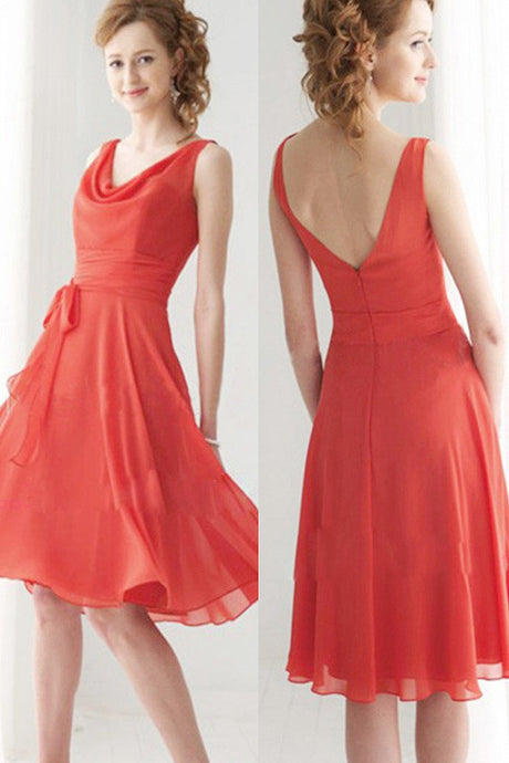 Shining A-line V-neck Knee-length Chiffon Bridesmaid Dress