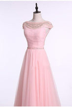 Pink Fantastic Beading Cap Sleeves A-line Floor-length Bridesmaid Dresses