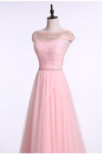 Pink Fantastic Beading Cap Sleeves A-line Floor-length Bridesmaid Dresses