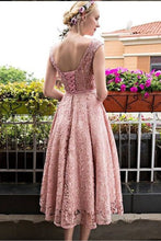 Pink Bateau A-line/Princess Sleeveless Beading Lace up Lace Long Prom Dresses