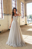 A-Line Spaghetti Straps Prom Dress with Beading