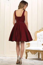 Short Burgundy Satin Cocktail Dresses