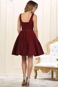 Short Burgundy Satin Cocktail Dresses