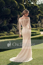 White Sheath/Column Off-the-shoulder Full/Long sleeves Bridal Wedding Dresses