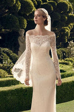 White Sheath/Column Off-the-shoulder Full/Long sleeves Bridal Wedding Dresses